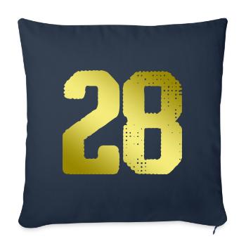 Maillot 28 numéro - Housse de coussin décorative 45 x 45 cm - bleu marine - Devant