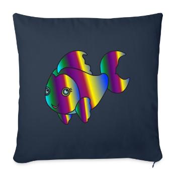 Kunterbunter Fisch - Sofakissenbezug 45 x 45 cm - Navy - Vorne