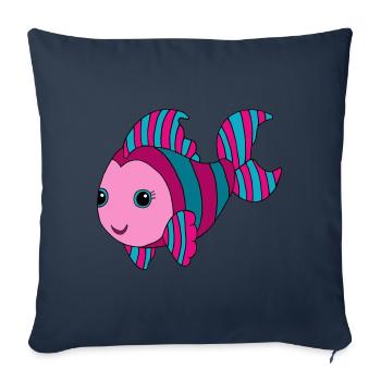 Bunter Fisch - Sofakissenbezug 45 x 45 cm - Navy - Vorne