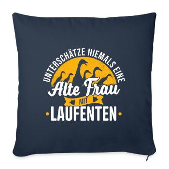Running Duck dit qu’il ne faut jamais sous-estimer la vieille femme - Housse de coussin décorative 45 x 45 cm - bleu marine - Devant