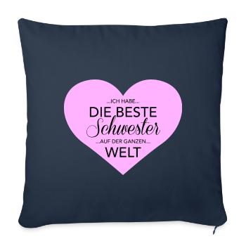 meilleure sœur - Housse de coussin décorative 45 x 45 cm - bleu marine - Devant