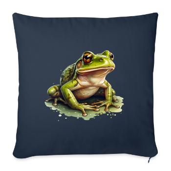 Grenouille d’herbe assise dans une flaque d’eau - Housse de coussin décorative 45 x 45 cm - bleu marine - Devant