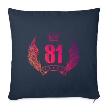 81 Couronne numérique - Housse de coussin décorative 45 x 45 cm - bleu marine - Devant