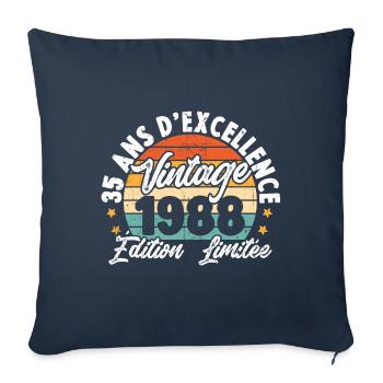 Vintage Cadeau D'anniversaire 35 Ans Vintage 1988 - Housse de coussin décorative 45 x 45 cm - bleu marine - Devant