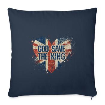 Couronnement du roi britannique Charles Angleterre Drapeau - Housse de coussin décorative 45 x 45 cm - bleu marine - Devant
