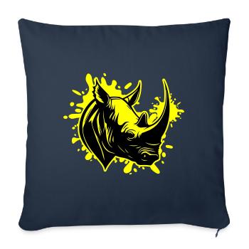 Tête d’animal de rhinocéros - Housse de coussin décorative 45 x 45 cm - bleu marine - Devant