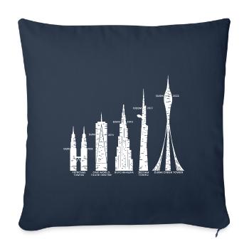 Les plus hauts gratte-ciel Nuages Bâtiments Méga tours - Housse de coussin décorative 45 x 45 cm - bleu marine - Devant
