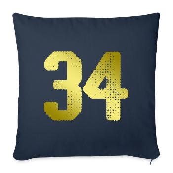 Maillot 34 Numéro - Housse de coussin décorative 45 x 45 cm - bleu marine - Devant