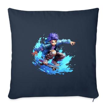 Anime Skater - Housse de coussin décorative 45 x 45 cm - bleu marine - Devant