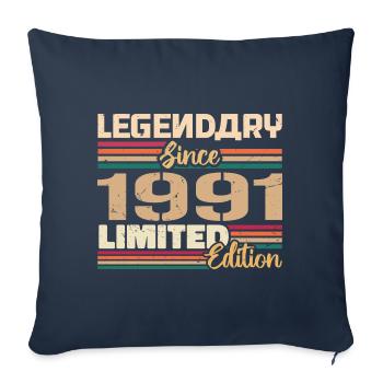 Millésime 1991 1991 Anniversaire né en 1991 - Housse de coussin décorative 45 x 45 cm - bleu marine - Devant