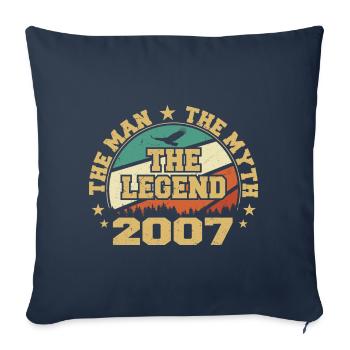 2007 Anniversaire Né En 2007 Rétro Millésime - Housse de coussin décorative 45 x 45 cm - bleu marine - Devant