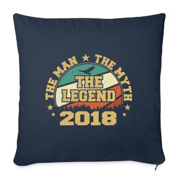2018 Anniversaire Né en 2018 Retro Vintage - Housse de coussin décorative 45 x 45 cm - bleu marine - Devant