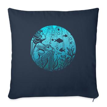 Sirène sirène sirène conte de fées - Housse de coussin décorative 45 x 45 cm - bleu marine - Devant
