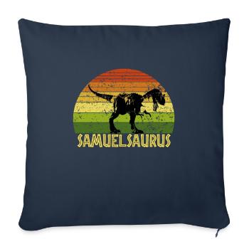 Samuelsaurus Samuel saurus dinosaure - Housse de coussin décorative 45 x 45 cm - bleu marine - Devant