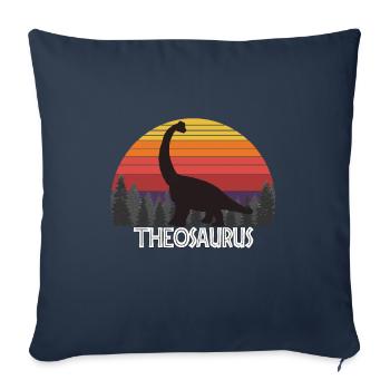 Theosaurus Theo saurus nom de dinosaure cadeau d’anniversaire - Housse de coussin décorative 45 x 45 cm - bleu marine - Devant