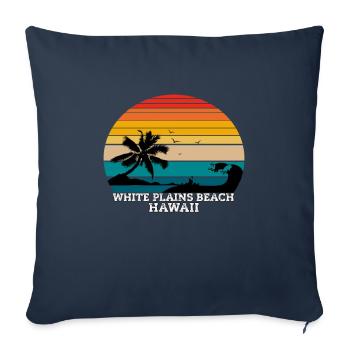 White Plains Beach Hawaii cadeau - Housse de coussin décorative 45 x 45 cm - bleu marine - Devant