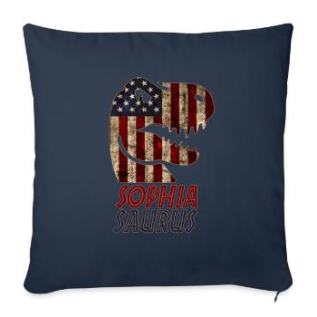 Sophia patriotique Dinosaure Sophia sophiasaurus - Housse de coussin décorative 45 x 45 cm - bleu marine - Devant