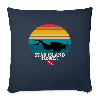Star Island Plongée sur l’île américaine - Housse de coussin décorative 45 x 45 cm - bleu marine - Devant
