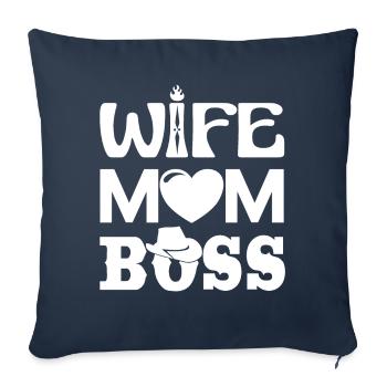 Femme Maman Boss - Housse de coussin décorative 45 x 45 cm - bleu marine - Devant