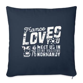 France loves you meet us in Normandy - Housse de coussin décorative 45 x 45 cm - bleu marine - Devant