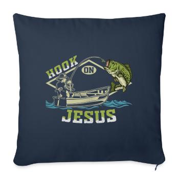 Hook on Jesus - Sofa pillowcase 17,3'' x 17,3'' (45 x 45 cm) - navy - Front