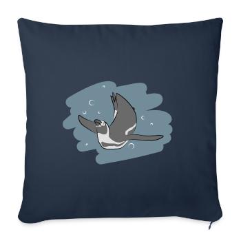 Conception d’illustrations « Penguin Kisses » - Housse de coussin décorative 45 x 45 cm - bleu marine - Devant