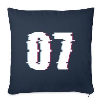 07 Sieben 7 Seven Zahl Effekt Verzerrt Nummer - Sofakissenbezug 45 x 45 cm - Navy - Vorne