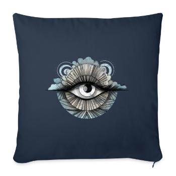 Tout voir 70s Eye Cloud Retro Vintage - Housse de coussin décorative 45 x 45 cm - bleu marine - Devant
