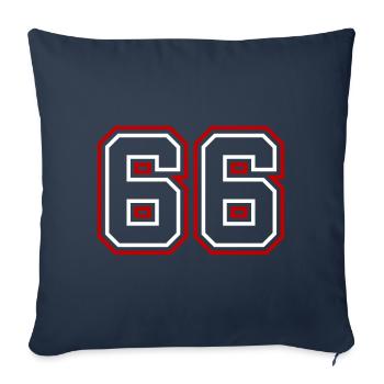 66 Numéro de numéro - Housse de coussin décorative 45 x 45 cm - bleu marine - Devant
