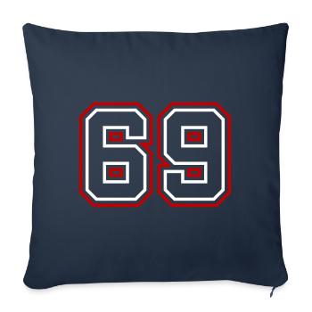 69 Numéro de numéro - Housse de coussin décorative 45 x 45 cm - bleu marine - Devant