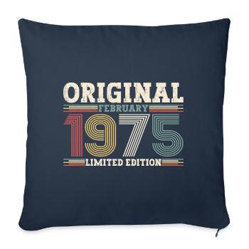 50th Birthday Gift Husband Original February 1975 - Sofa pillowcase 17,3'' x 17,3'' (45 x 45 cm) - navy - Front