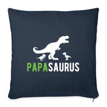 Papasaurus Papa T-Rex 2 Kinder Dino Vater Vatertag - Sofakissenbezug 45 x 45 cm - Navy - Vorne