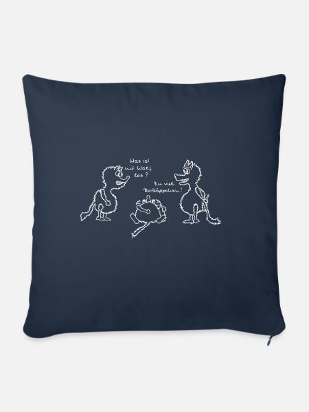 Wolf und Rotkaeppchen w - Sofakissenbezug 45 x 45 cm - Navy