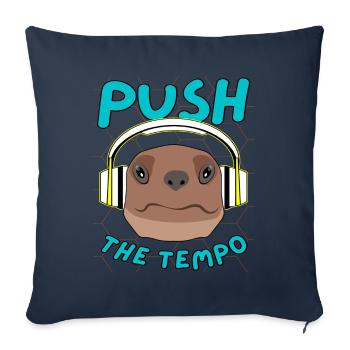 Poussez la tortue tempo avec des écouteurs - Housse de coussin décorative 45 x 45 cm - bleu marine - Devant
