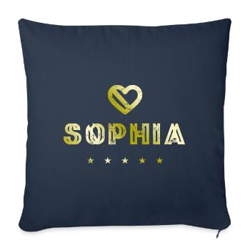 Sophia Cœur - Housse de coussin décorative 45 x 45 cm - bleu marine - Devant