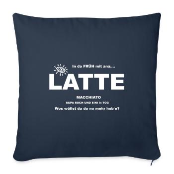 Le matin avec un LATTE et du soleil - Housse de coussin décorative 45 x 45 cm - bleu marine - Devant
