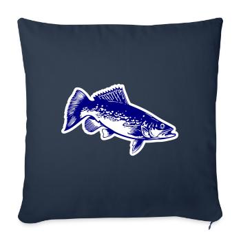 Silhouette de poisson brochet - Housse de coussin décorative 45 x 45 cm - bleu marine - Devant