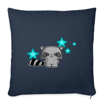 raton laveur mignon, enfants, kawaii, chemise de couchage, bébé - Housse de coussin décorative 45 x 45 cm - bleu marine - Devant