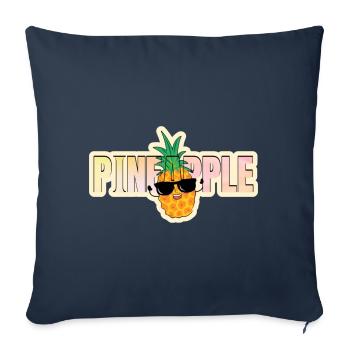 Cool pineapple with sunglasses and lettering - Sofa pillowcase 17,3'' x 17,3'' (45 x 45 cm) - navy - Front