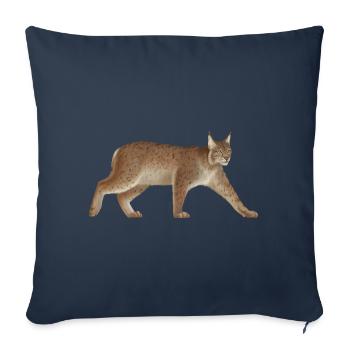 Lynx - Chat - Famille de chats - Animaux - Faune - Housse de coussin décorative 45 x 45 cm - bleu marine - Devant