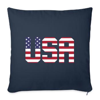 Les États-Unis aux couleurs du drapeau américain drapeau - Housse de coussin décorative 45 x 45 cm - bleu marine - Devant