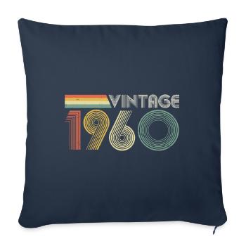 Vintage 1960 ans - Housse de coussin décorative 45 x 45 cm - bleu marine - Devant