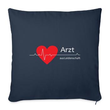 Arzt aus Leidenschaft mit Herz und EKG-Kurve - Sofakissenbezug 45 x 45 cm - Navy - Vorne