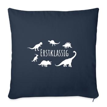 Erstklassig DINO weiss - Sofakissenbezug 45 x 45 cm - Navy - Vorne