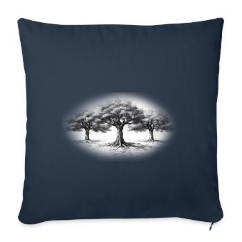 Baum Wald schwarzweiss schwarz weiss - Sofakissenbezug 45 x 45 cm - Navy - Vorne