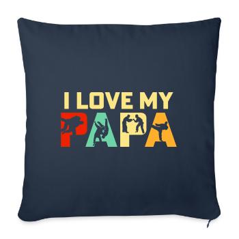 J’adore mon Papa Judo - Housse de coussin décorative 45 x 45 cm - bleu marine - Devant