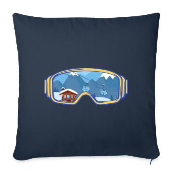 Ski google, snowboard, skieur - Housse de coussin décorative 45 x 45 cm - bleu marine - Devant