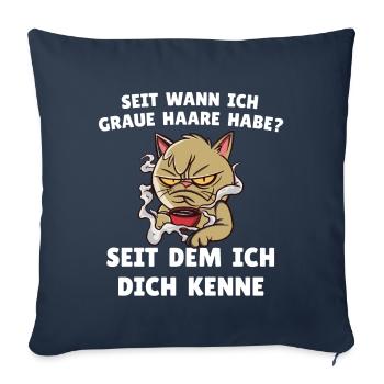 Kaffee Katzen Spruch / Graue Haare - Sofakissenbezug 45 x 45 cm - Navy - Vorne