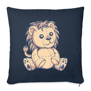 mignon animal en peluche de lion - Housse de coussin décorative 45 x 45 cm - bleu marine - Devant
