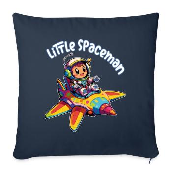 Astronaute petit astronaute dans un vaisseau spatial coloré - Housse de coussin décorative 45 x 45 cm - bleu marine - Devant